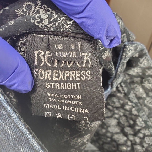 ♥️ REROCK FOR EXPRESS JEANS straight, medium-dark shiny zipper/pockets S… - Picture 9 of 10